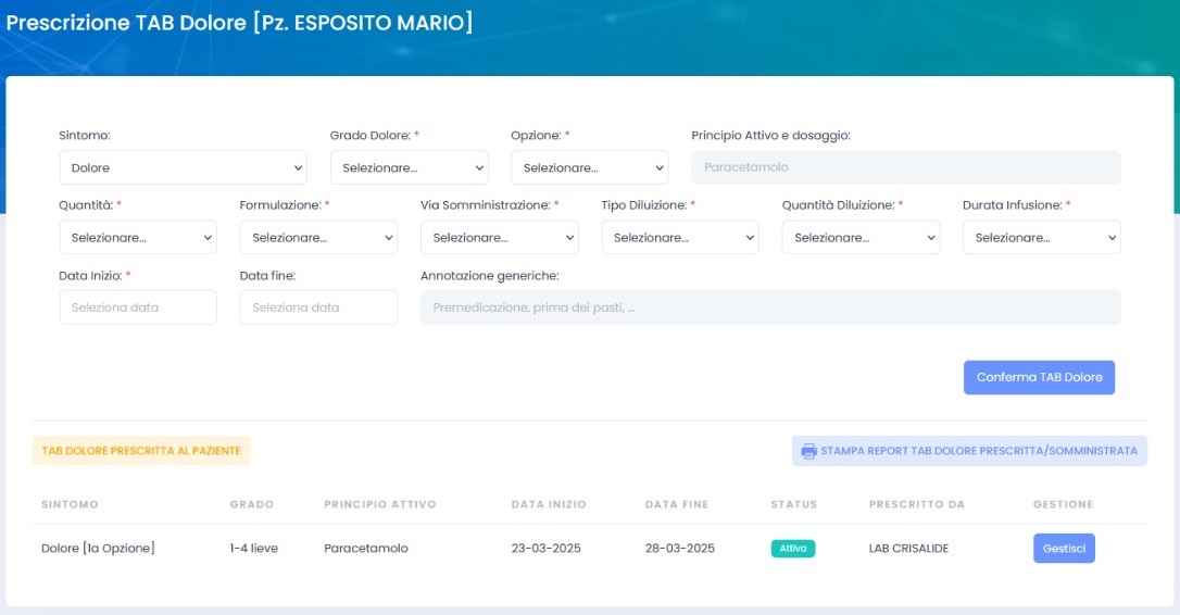 Gestione terapie farmacologiche